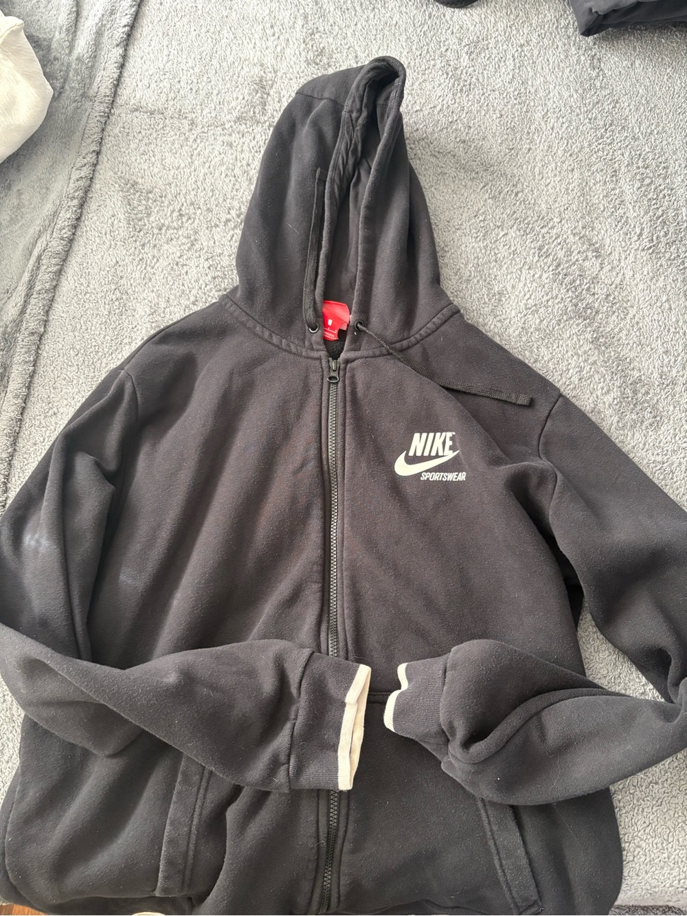 Nike Black Full-Zip Hooded Windbreaker with White Logo